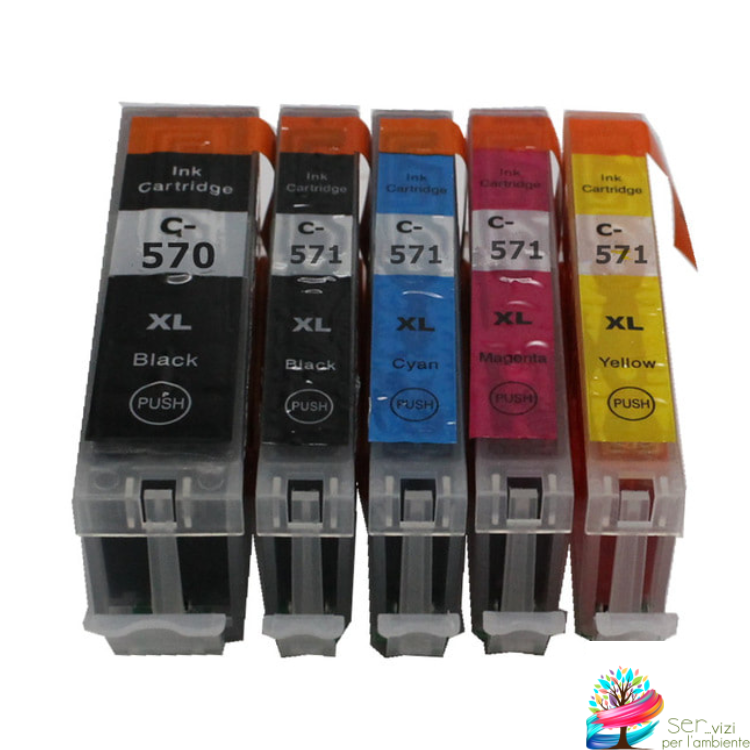 KIT 5 Cartucce con Inchiostro Alimentare per Stampante Cialde Ostie PG570 CLI571